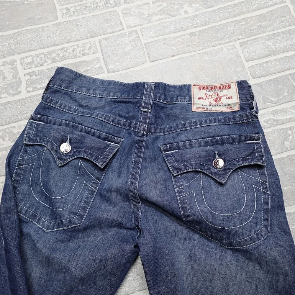 True Religion Jeans Size 33 Section Slim Western‎ Flap Pockets Blue Denim Pants